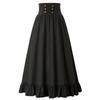 Fustă Corset Buton Plisată Maxi Stil Renaștere Femei Linie A Costum Rochie Victoria Talie Înaltă Fustă Volane Mari Leagăn Până la Sol