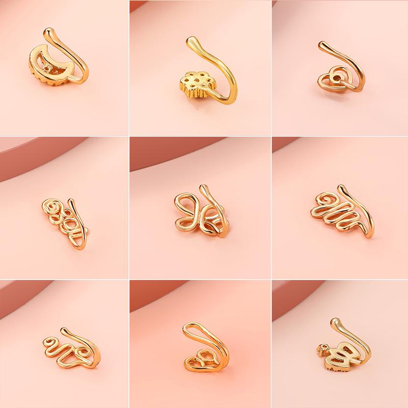 Non Perforated U-Shaped Nose Clip Copper Inlaid Zircon Star Shaped Heart Crown Nose Ring Nose Decoration Puncture Decoration
