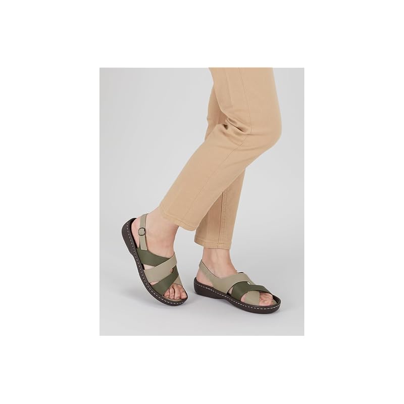 Pansy BB5540 Pansy Hearts Back Strap Sandals for Women, Russell Mesh, Size S, Khaki
