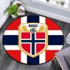 Norway National Football Logo Round Rug, Non Slip Washable Circular Carpet For Living Room Bedroom Playroom, Sports Fan Decor, Holiday Birthday Gift