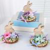 Cute Rabbit Easter Bunny Ornament Wooden Easter Decoration Easter Bunny Wooden Sign Decor Spring Flower Desktop Ornament Tiered