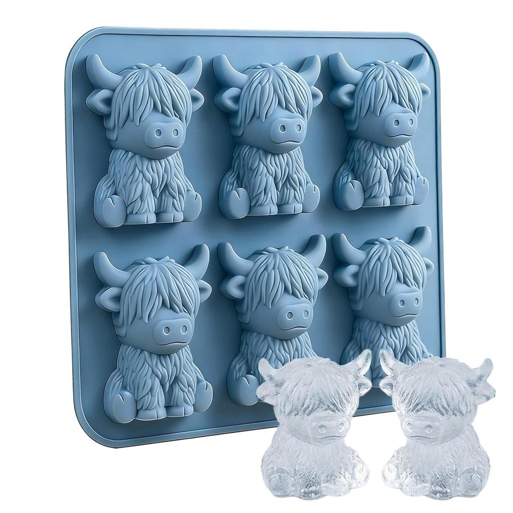 new Silicone Ice Tray 6 Cavity Cow Shaped Making Tool Ice Molds For Whiskey For Cocktails Bourbon Tequila Vodka Drinks