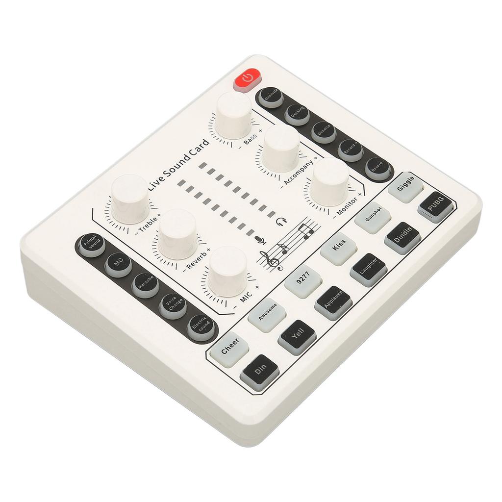 Live Sound Card Multiple Sound Effects Voice Changing Mini Sound Mixer Board for Live Streaming Home KTV