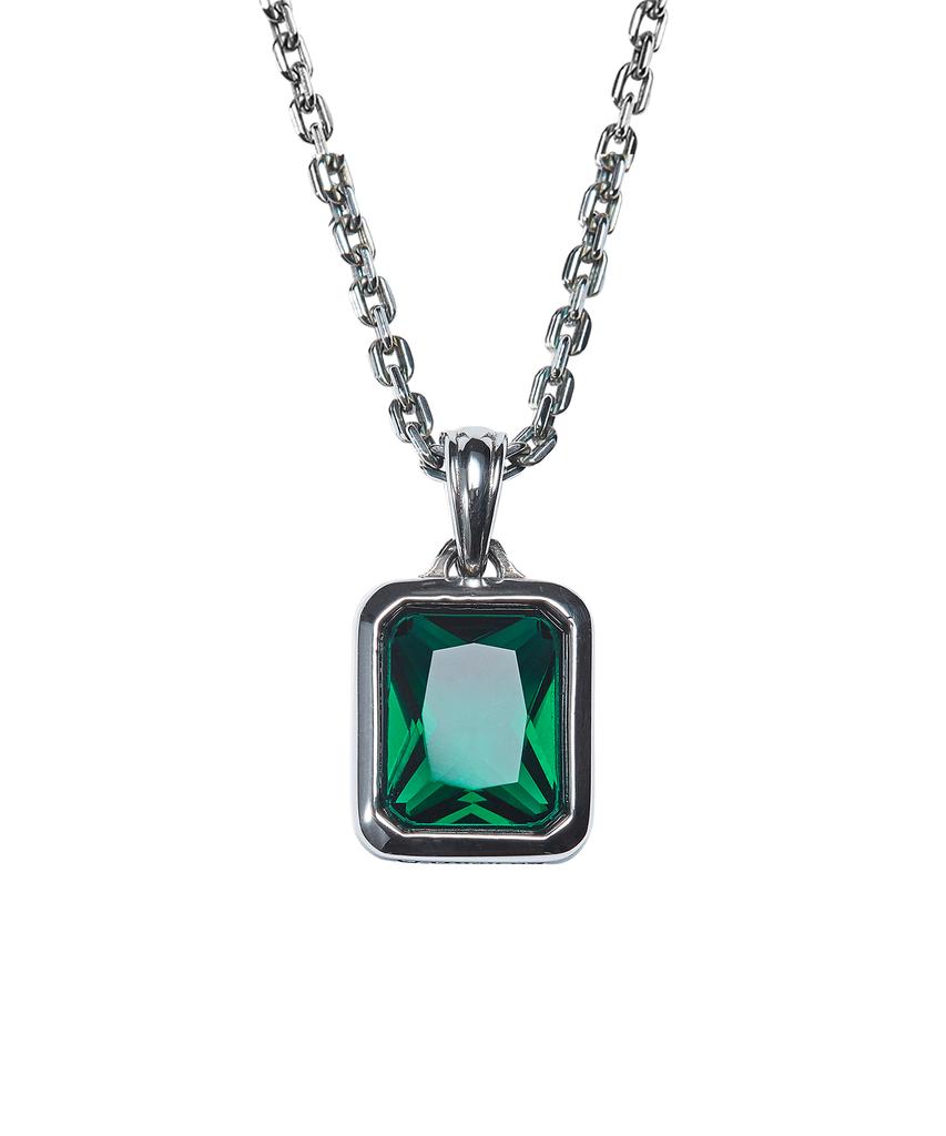 Sting925 Green Emerald Cut Pendant