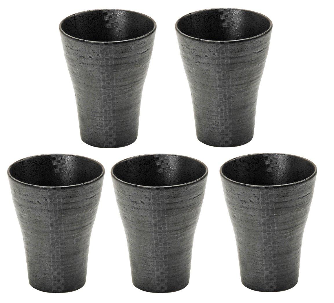 

Mino ware shochu set of black silver cups, 5, glaze, glaze, 418-12-41e(5) чёрный