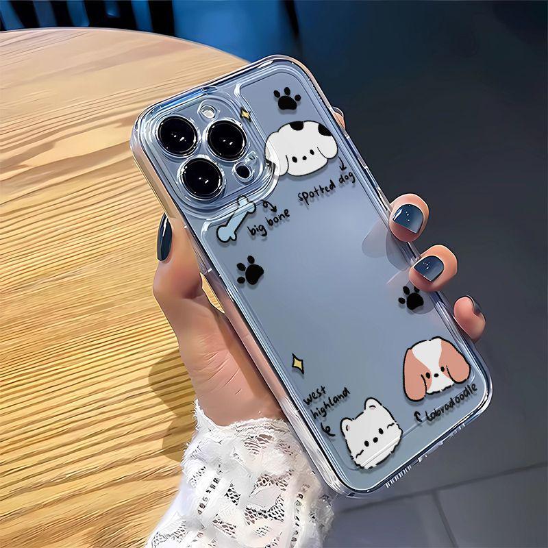 Line Bones Cartoon Hund Hülle - Transparent für Apple 13 Pro/XS/14/15/16/17 Pro Max
