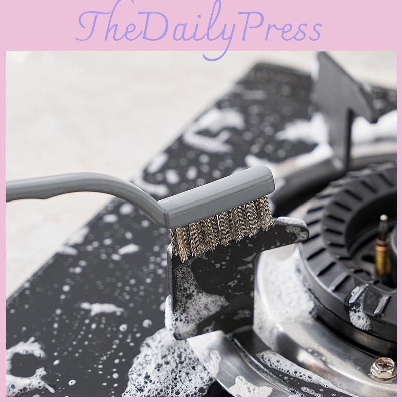 Stove Kitchen Gas Brush With Copper Steel Nylon Bristles For Tough Removal Grease