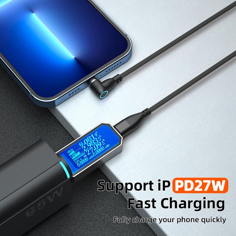 2022 9pin USB C 6 In 1 Rotate Charging Data Cables PD60W Super Fast Charging 5A Charger Line Type C Micro 3 Magnet Heads