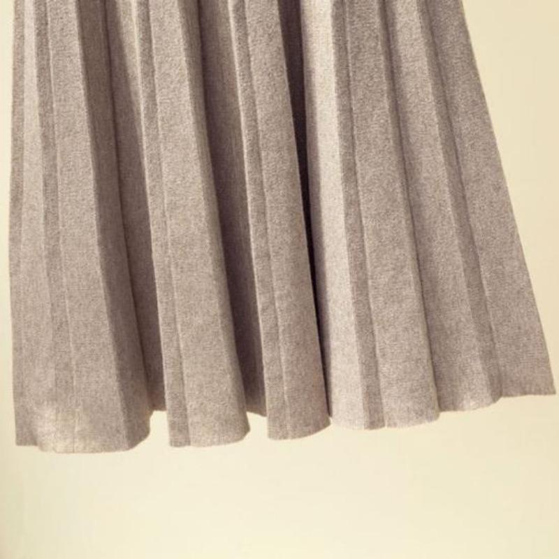 Women Winter Skirt Solid Color Pleated Soft High Waist A-line Warm Big Hem Elastic Waist Lady Autumn Skirt Women Garment