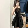 Pure French Hepburn Black Suspender Dress New High Temperament Waist Skinny Short Skirt Small Black Skirt Skirt
