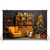 Mocsicka Indoor Christmas Home Photography Backdrop Child Birthday Photo Background Xmas Tree Bear Gifts Sofa Party Decor Banner