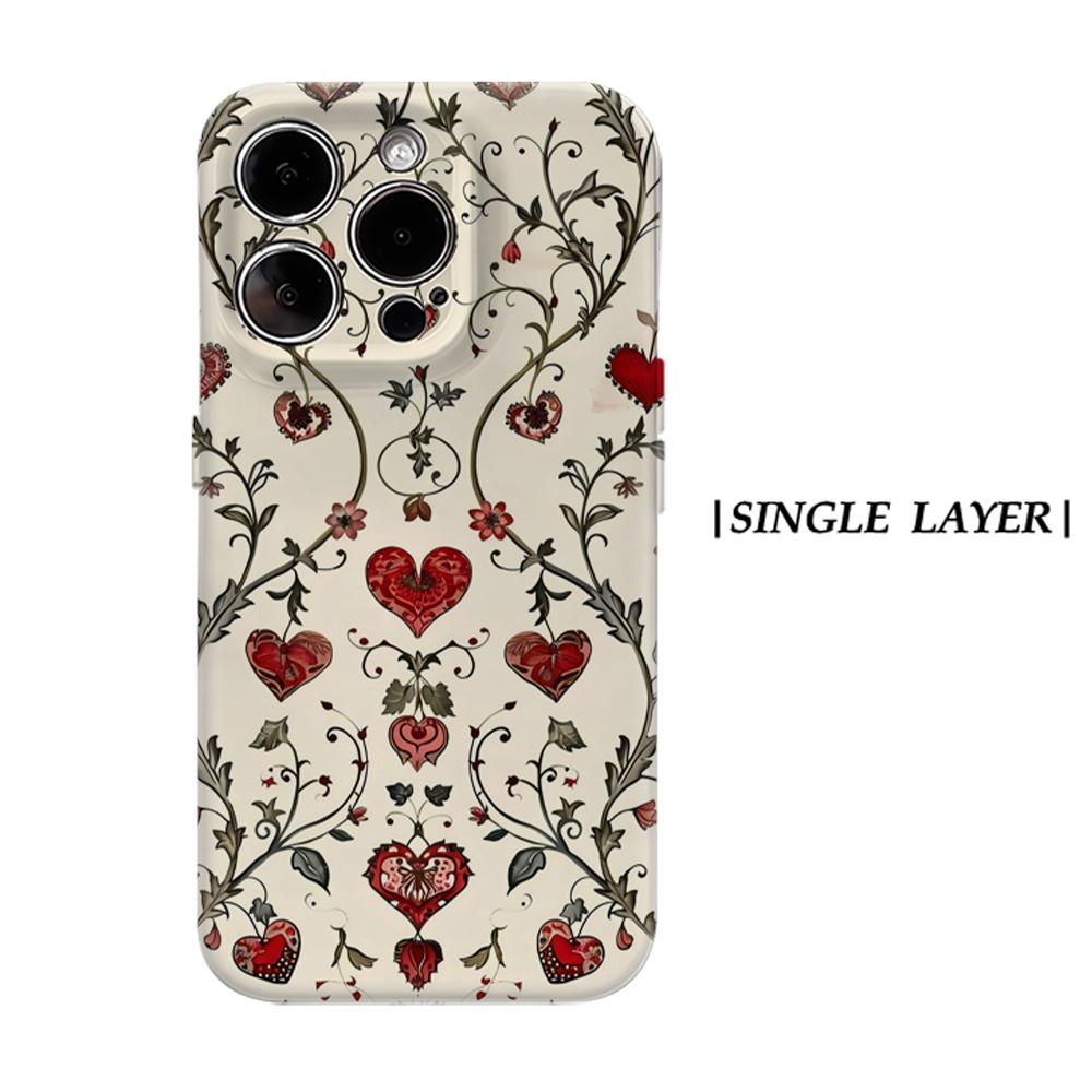 

Heart Vines Phone Case for iPhone 17 16 15 14 13 12 11 X XS XR XSMAX 7 8 Air Pro Max Plus Luxury Double-layer Back Cover iPhone 16