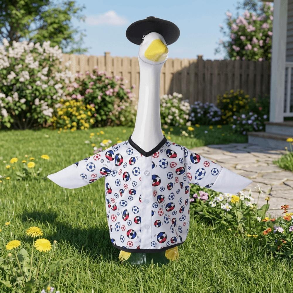 Football Print Porch Geese Costume Wear-resistant with 3D Soccer Cap Lawn Geese Ornament Decorative 23 Inch Geese Clothes
