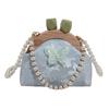 Summer embroidery small bag women's new fashion bamboo joint portable mouth gold bag pearl chain messenger bag