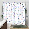 1pc Colorful Star Shower Curtain, Red Blue Light Blue on White, Playful Festive Design,  12 Hooks, Machine Washable Polyester