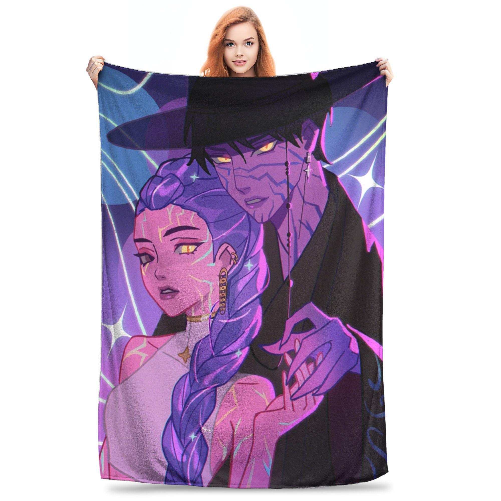 

Huntrix Kpop Demon Hunters Blankets Zoey Rumi Mira Fuzzy Vintage Warm Throw Blankets for Home Decoration 30x40in