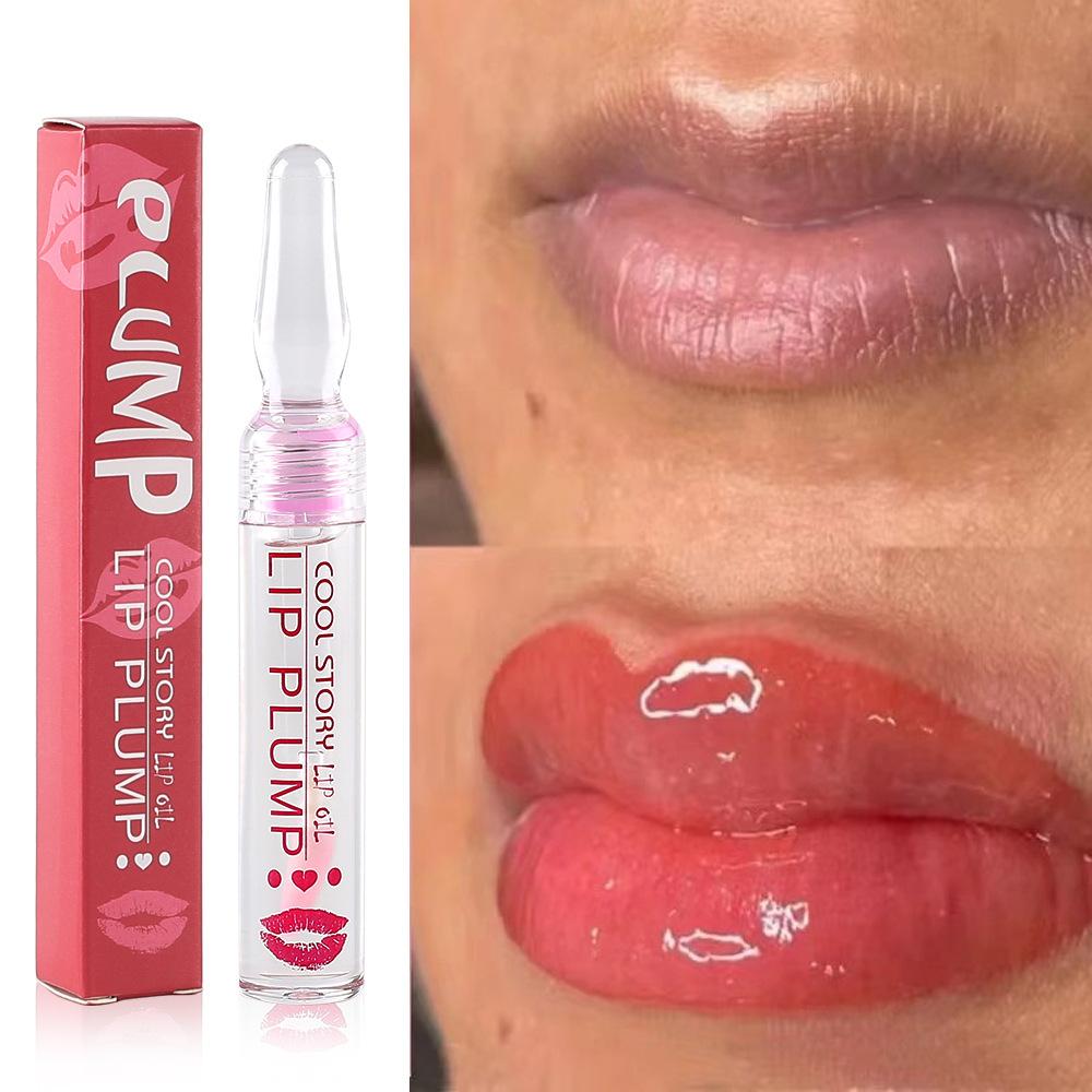 Lip Plumping Ampulle, kleines Lippenöl, feuchtigkeitsspendend, wasserdicht, feuchtigkeitsspendend, Samt, feuchtigkeitsspendend, transparent, sexy Lipgloss, Lippenöl, Make-up