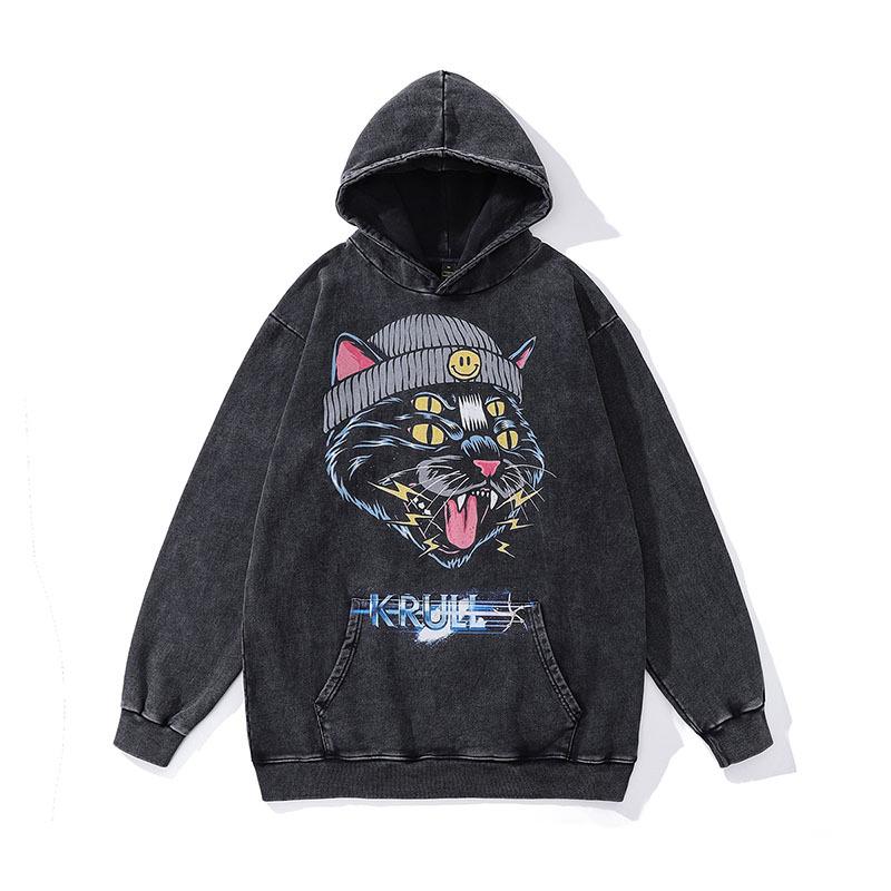 Fall And Winter Washed Oversize Hooded Sweatshirt Men'S And Women'S American Street Vintage Trendy Brand Casual Jacket