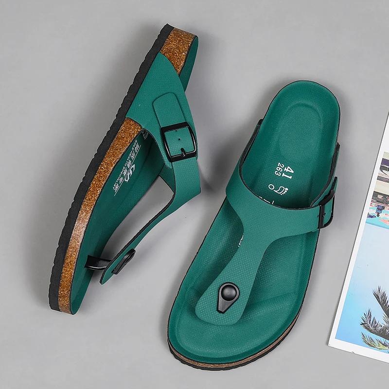 Fashion Brand Men Casual Flip Flops Slippers Men Outdoor Flats Slipprs Luxury Men Leather Summer Beach Vacation Casual Slippers Shoes