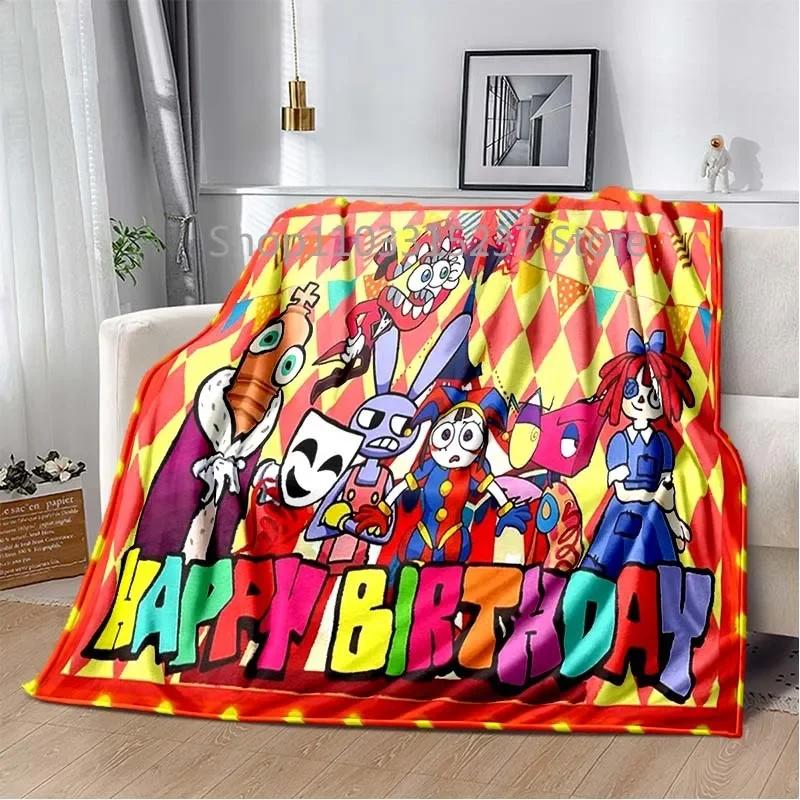 Cartoon Pomni Jax Digital Circus Magie Decken, Kinder Überwurfdecke, für Schlafzimmer Wohnzimmer Sofa Bett Auto, Kinder Geschenk, Decke