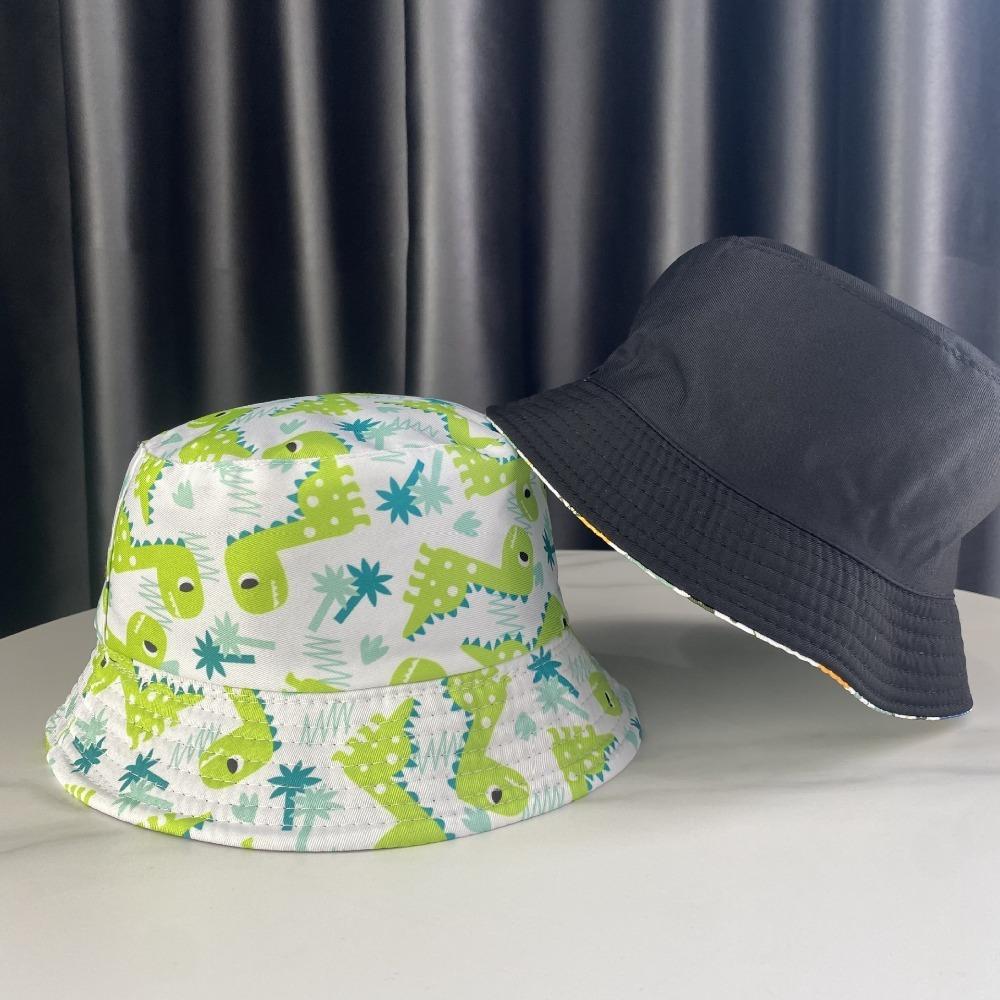 

Cartoon Print Fisherman Cap Thin Outdoor Kid Sun Hat Summer Baby Bucket Hat Green Dinosaur