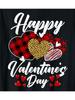 Happy Valentine Day Leopard Plaid Heart Graphic Men's Soft Cotton T-Shirt Casual Short Sleeve Tee