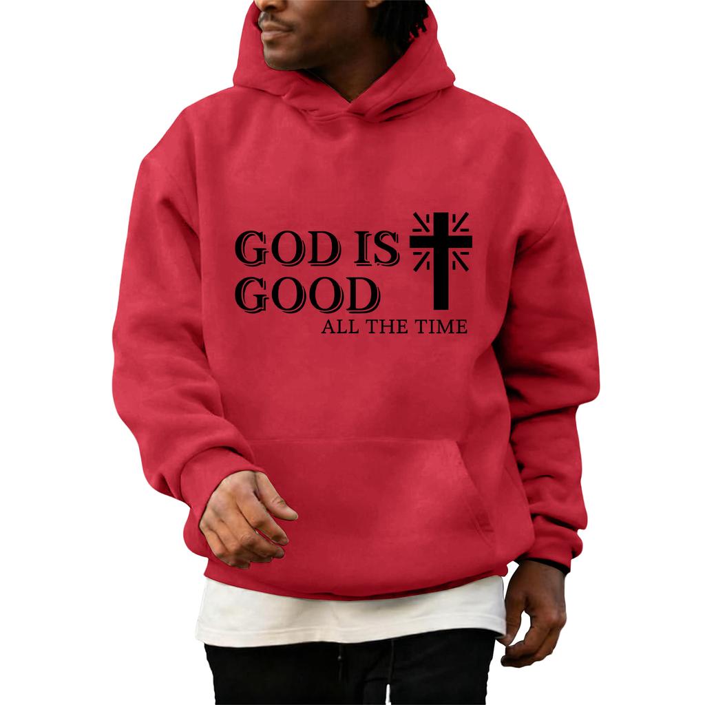Sweatshirts For Men Christ Cross Pullover Hoodie Inspirational Graphic Long Sleeve Sweatshirt