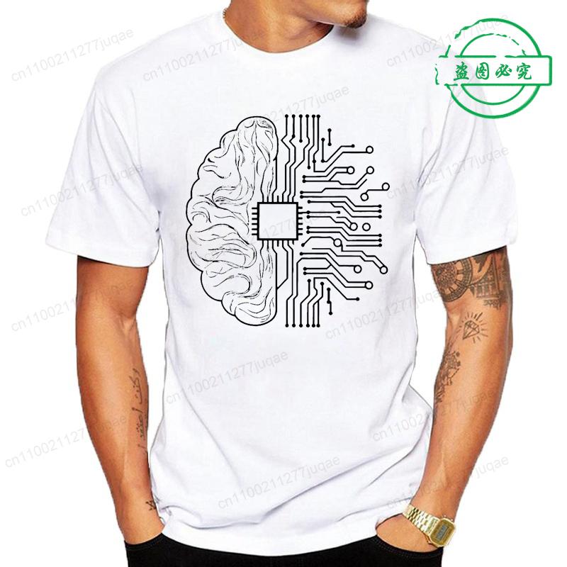New Trend Men's Brain Technology Tee T-shirts Casual and Breathable Men's Clothing Cpu Computer T-Shirts Short Sleeve Tops Tees