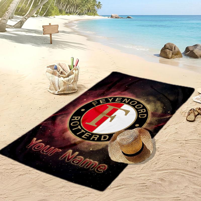 Asciugamano da Spiaggia Personalizzato Feyenoord Stampa Logo Calcio Supporto Nome Personalizzato Testo Asciugamano Assorbente Per Sport Viaggio Regalo Speciale