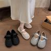 2025 Women's Mary Jane Shoes Round Toe Flat Sole One-length Strip Mesh Woven Hollow Shoes French Retro Summer Breathable Sandals