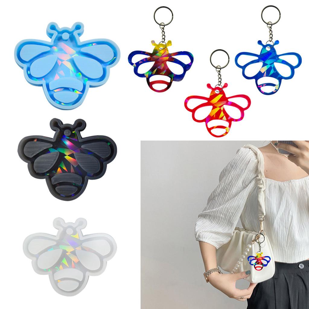 Holographic-Silicone Molds Holographic-Light Shadow Animal Bee Resin Molds Christmas Mold for Keychain Jewelry Making