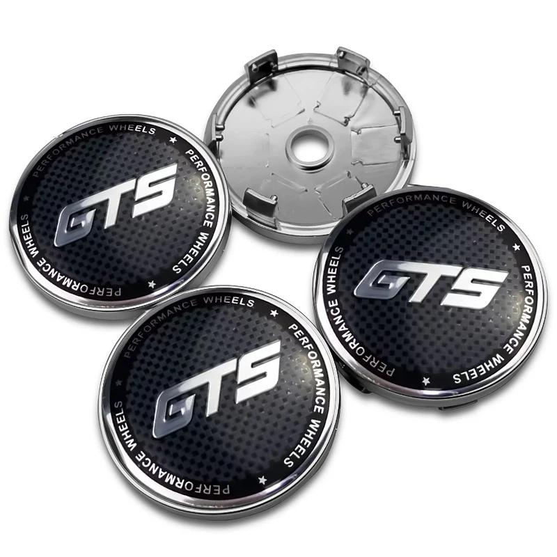 4Pcs 56+60mm GTS Emblem Car Wheel Center Hub Center Cap Rim Hub Dustproof Cover For VW Volkswagen Toyota Jaguar Hyundai FORD