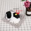 Simulation Sleeping Dog Puppy Ornament Animal Plush Toy Bamboo Charcoal  Decor (Black+White)