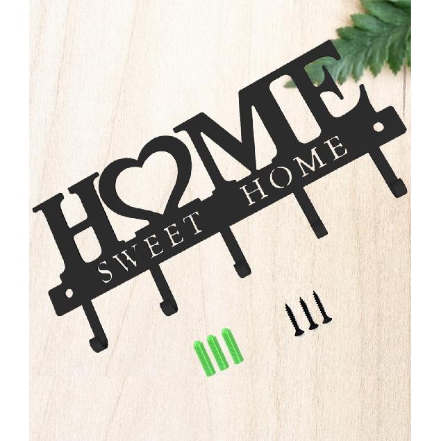 WIPHANY Sweet Home Key Holder Wall Mounted Black Metal Decorative Keys Holder Design Organizer for Key Rack for Entryway Hooks Home Hangers