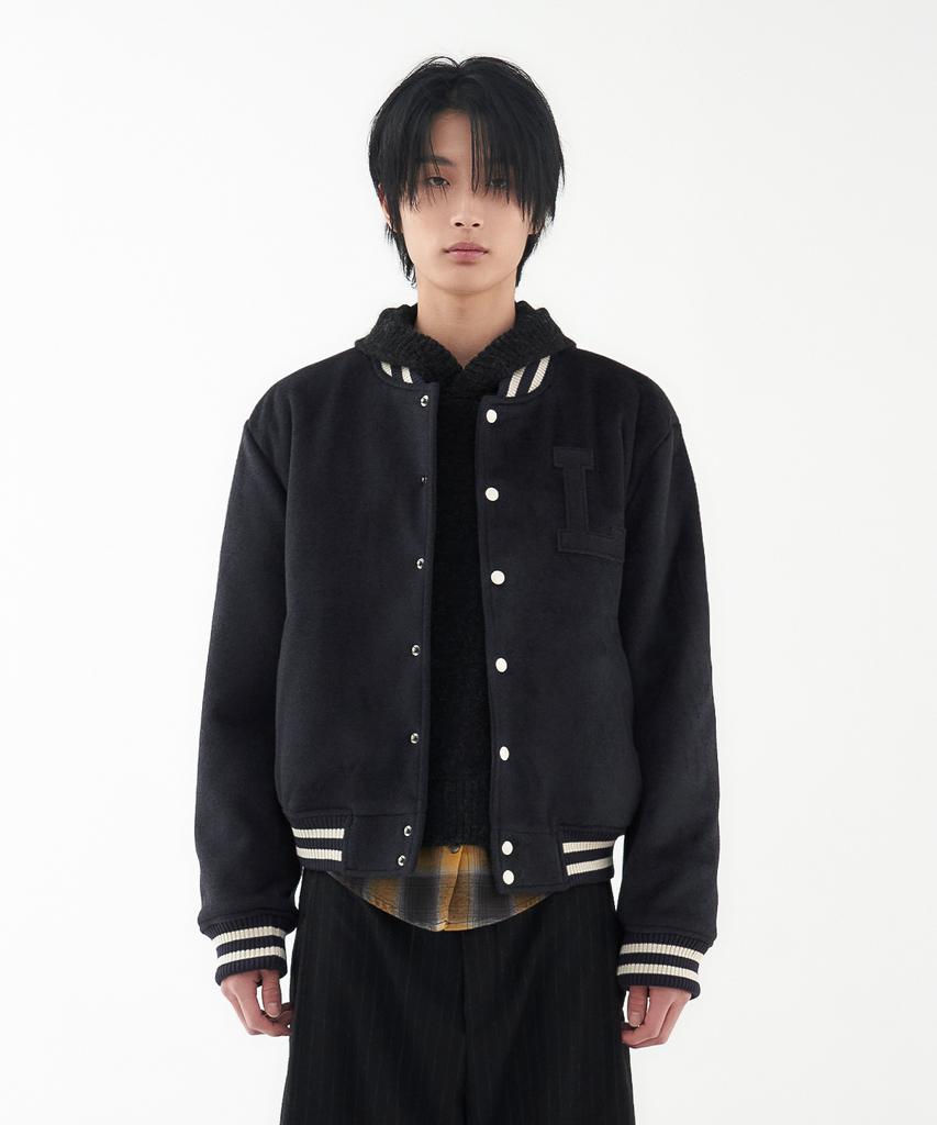 Lundy Port Wool Varsity Jacket - Navy
