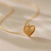 Minimalist Advanced Engraved Love Heart Clavicle Necklace Gold Plated For Women