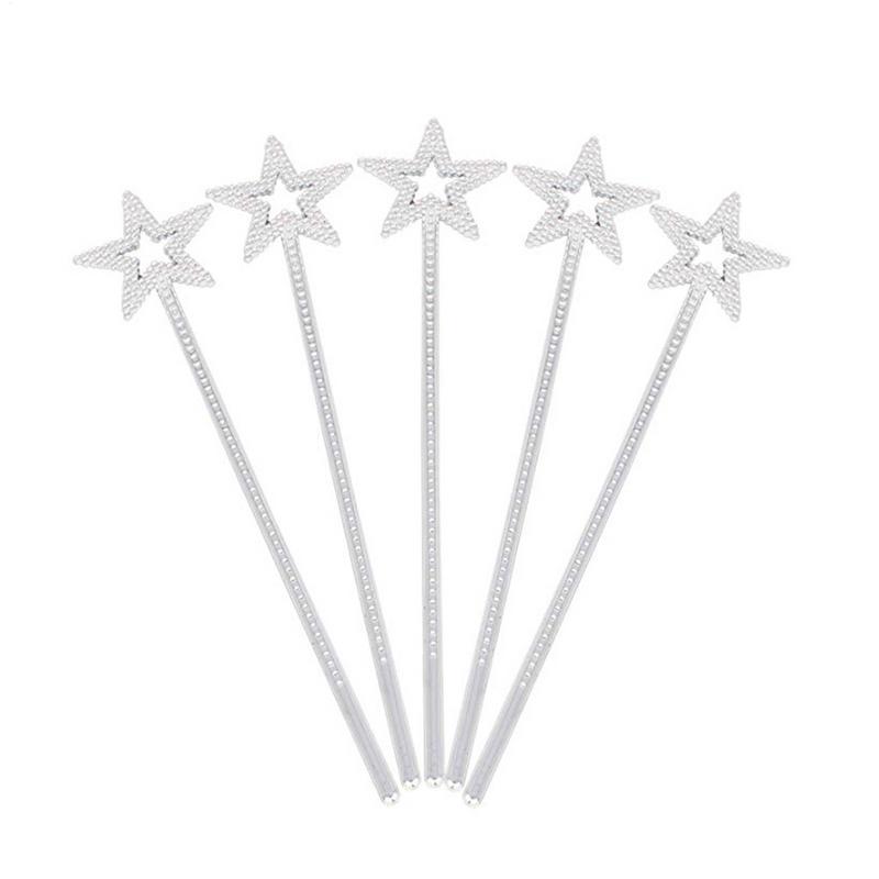 Pentagram Fairy Stick Makeup Prop Stick Star Wand Silver Fairy Wands Star  For Little Princesses, Fairies, Dancers