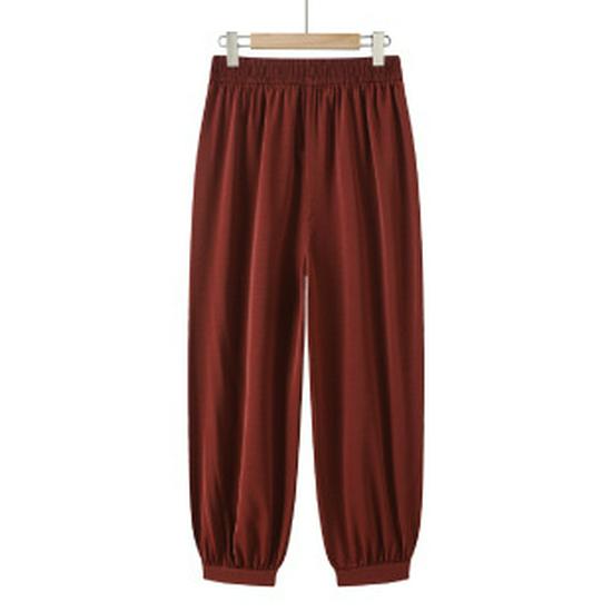 

Summer Ice Silk Loose Fit Pants for Moms 5XL красный