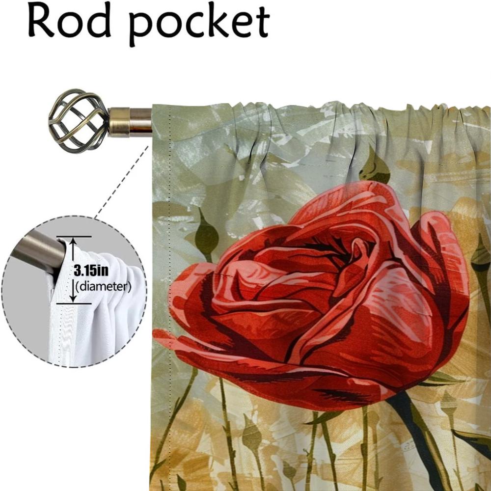 Verdunkelungsvorhang für Zimmer 2 Paneele Rosen und rosa Tulpen Raumteiler Anti-Mücken-Vorhänge 2 Stück Halloween-Dekoration Jalousien