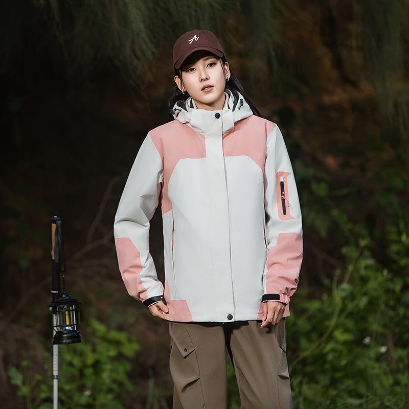 Unisex Colorblock Windbreaker: Detachable, Waterproof, Windproof, Customizable Print