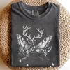 Butterfly Deer Graphic Tee, Fantasy Woodland Animal Shirt, Mystical Nature Cottagecore Top