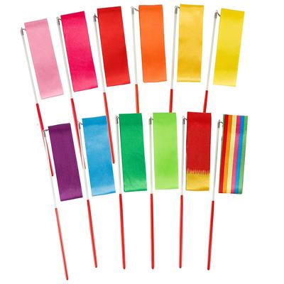 12 Stück Rhythmische Tanzbänder Gymnastikbänder Tanzende Luftschlangen Baton Twirling für künstlerischen Tanz Gymnastik Kinder-Talentshow