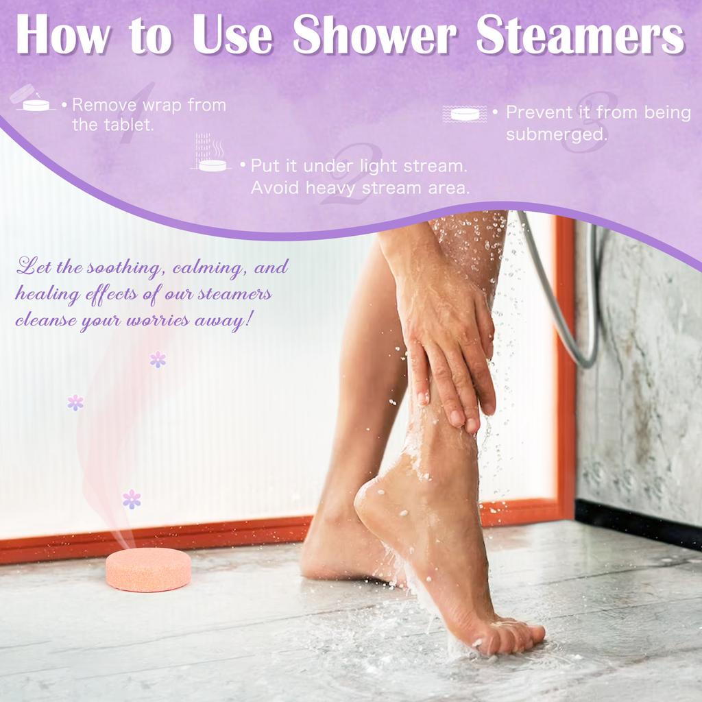 PHATOIL 8Pcs Essential Oil Shower Steamers Set for Refreshing & Relaxing, Natural Aromatherapy Shower Steamers for Self Care