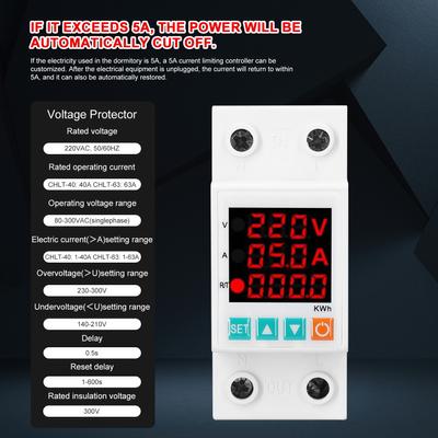 Einstellbarer Spannungsschutz mit drei Displays, intelligenter Überspannung, Unterspannung, Überstrom