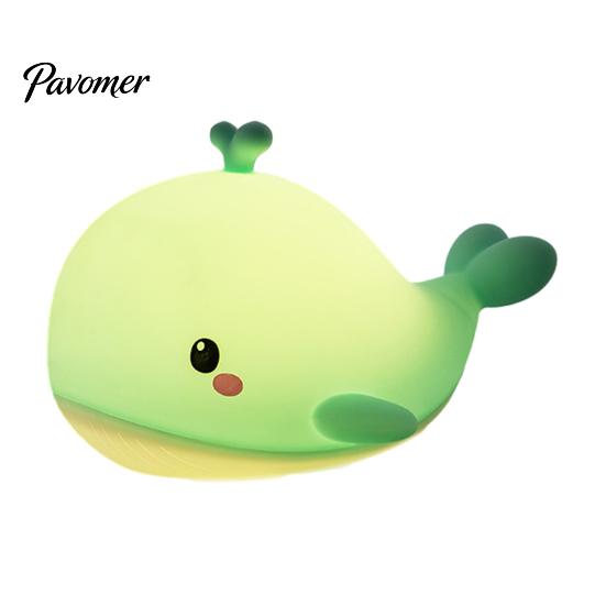 Eye Friendly Bedside Lighting Cute Whale Silicone Touch Night Light, USB Rechargeable Lamp with Portable Animal Light 3 Brightness & Remote
