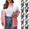 Women's Fall And Winter Fashion Casual Soild 3/4 Sleeve Mid-Length Cardigan Jacket