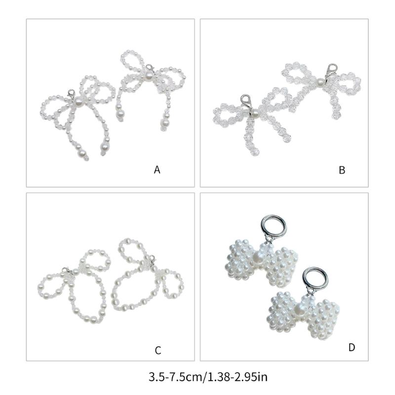 Elegant Bowknot Keychain Pendant Beautiful Crystal Shoe Decoration Keychain Stylish Beaded Bowknot Shoe Pendant