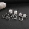 5 pairs Vintage Ear Studs Alloy Imitation Pearl Leaf Earrings Eardrop Gift for Women