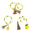 Lemon Wood Beaded Garland with Rustic Tassels Lemon Farmhouse Rustic Beads Summer Country Style Home Tiered Tray Decor