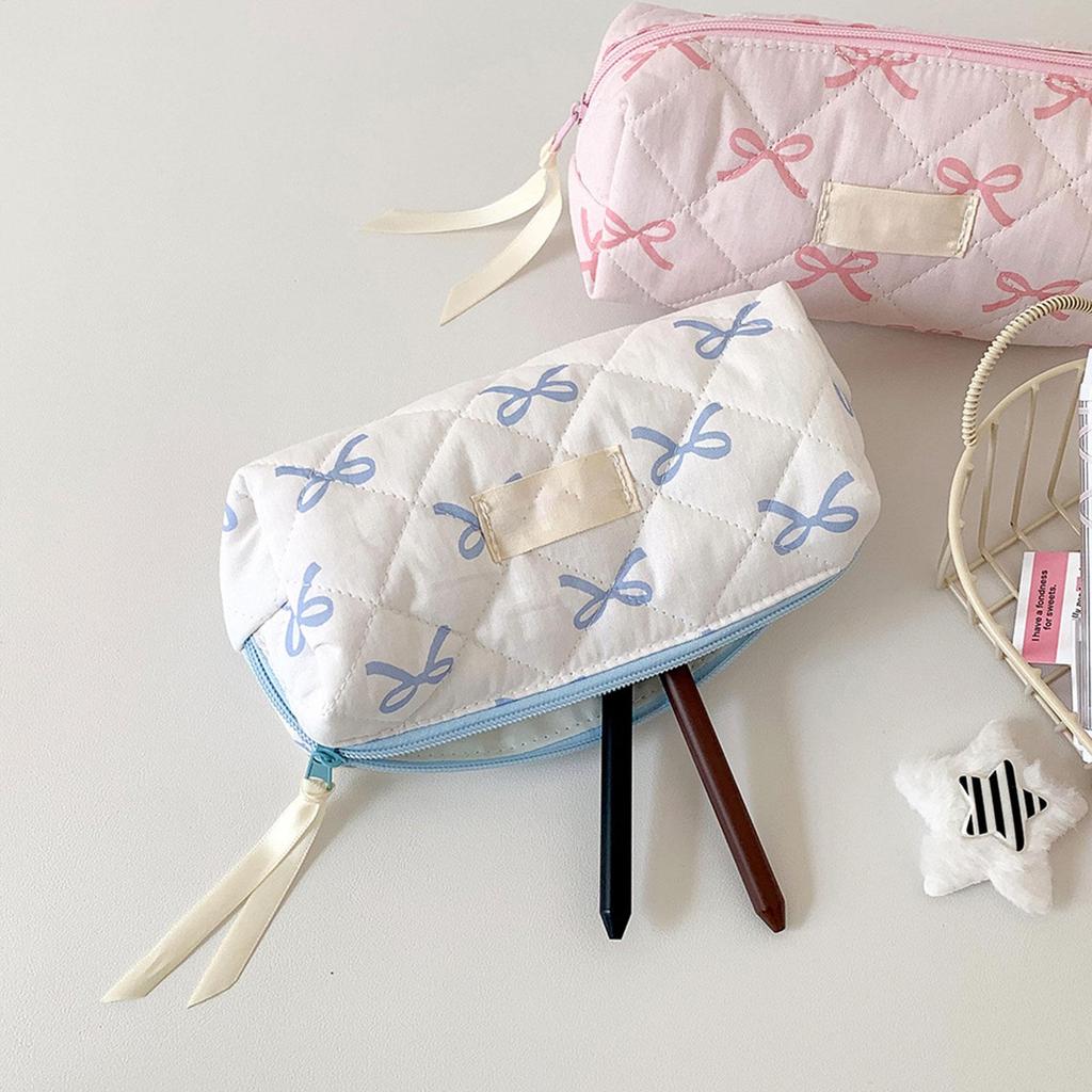 Pencil Pouch, Bow-knot Pencil Case, Girls Stationery Storage Bag, Makeup Brush Bag, Large Capacity Stationery Holder Organizer